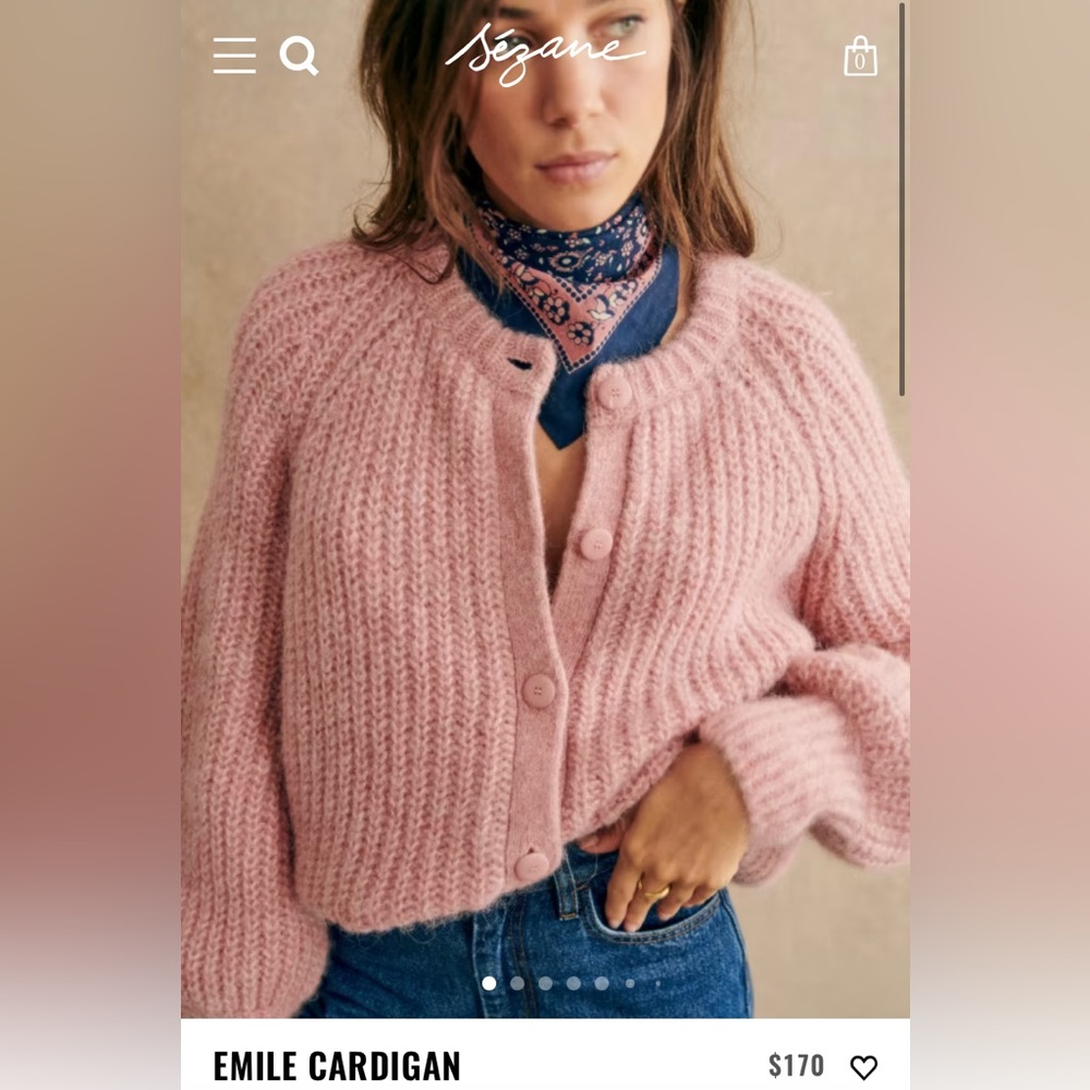 NWT Sezane Emile Cardigan - Heathered Pink